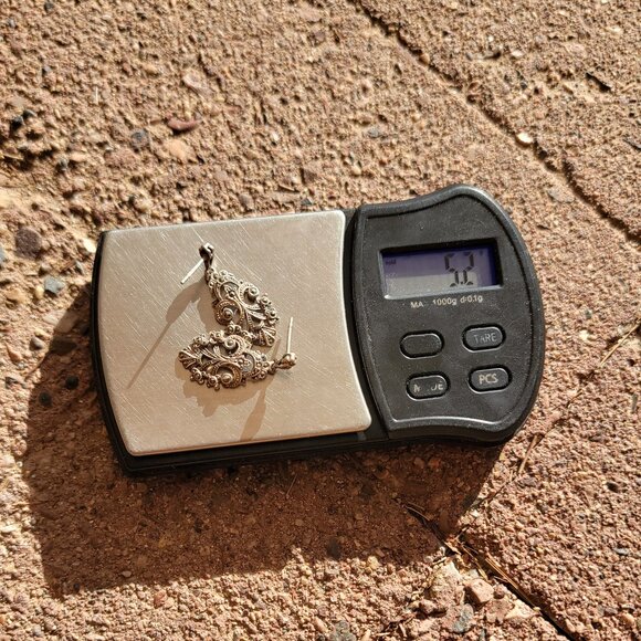 Vintage 925 sterling silver Art Deco ornate marcasite adorned unique earrings - Picture 14 of 16